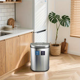 Ninestars DZT-70-R3 Motion Sensor Trash Can, Extra Large, Silver, Battery Powered, Non-rechargeable AAA Battery, Operating Voltage ≤36V, with Automatic Lid Closure for Home and Office Use