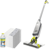 VM200P12 VACMOP -in-One Vacuum Mop System with 12 Disposable Pads & 12oz Cleaning Solution - Wet Mop for Hard Floors,, Vinyl, Laminate - One-Step Suction & Mopping, No Bucket\u002FMicrofiber Cloth, Compatible with VACMOP, Mop With Spray, Cleaning Supplies