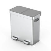 18G Dual Unit Rectangular Stainless Steel Trash Can – Large Capacity Double Compartment Step-On Garbage Bin for Kitchen, Bathroom, Home, Office, and Outdoor Use, Durable Touchless-Style Waste Bin for Household Organization and Recycling, Perfect for Fall