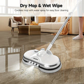 Cordless Electric Mop, Electric Spin Mop, Floor Cleaner with LED Headlight and Water Spray, Powerful Spin Mop with Water Tank for Hardwood, Tile Floors, Quiet Cleaning & Waxing