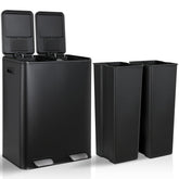 16 Gal Dual Kitchen Stainless Steel Trash Can W\u002F2 Built-in Box for Odor Control, Waste Dustbin, Sealing Base & Soft Close, for Home, Office