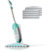 S1000 -Like Steam Mop with 2 Machine Washable Pads - Lightweight Steam Cleaner for Hardwood, Tile, Marble & Laminate Floors, Removable Washable Heads, White & Turquoise, Plug-In-Free Operation (No Required)