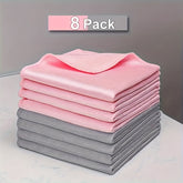 8pcs Microfiber Glass Cleaning Cloths - Lint-Free, Traceless, Shiny Surface Towels for Windows