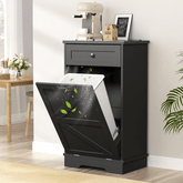 Black Farmhouse Tilt Out Trash Cabinet 10 Gallon Dog Proof Garbage