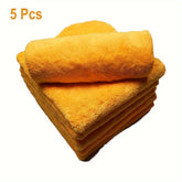 Microfiber Towel 5pcs Microfiber Automotive Towel | Borderless, Plush, Absorbent, 500 GSM, 16 inches, Orange, Dry Cleaning Polishing Towel