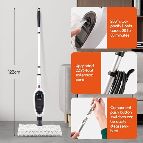10-in-1 Steam Mop Floor Cleaner with 15-Second Fast Heating, Double-Sided Flip Design & Ergonomic Handle - Cordless Steam Cleaner for Kitchen, Living Room, Hardwood & Tile Floors, Multi-Surface Use, Quick Clean, No Residue, Compatible with
