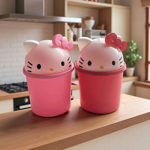 Sanrio for hello kitty Mini Trash Can with Lid - Cute Desk Waste Bin, Compact Decoration with Open-Top Lid, Perfect for Girls' Rooms, Birthday & Holiday Gifts, Office, School, Kitchen - Sanrio Collectible, School Supplies, Playful Aesthetic, Detachable De