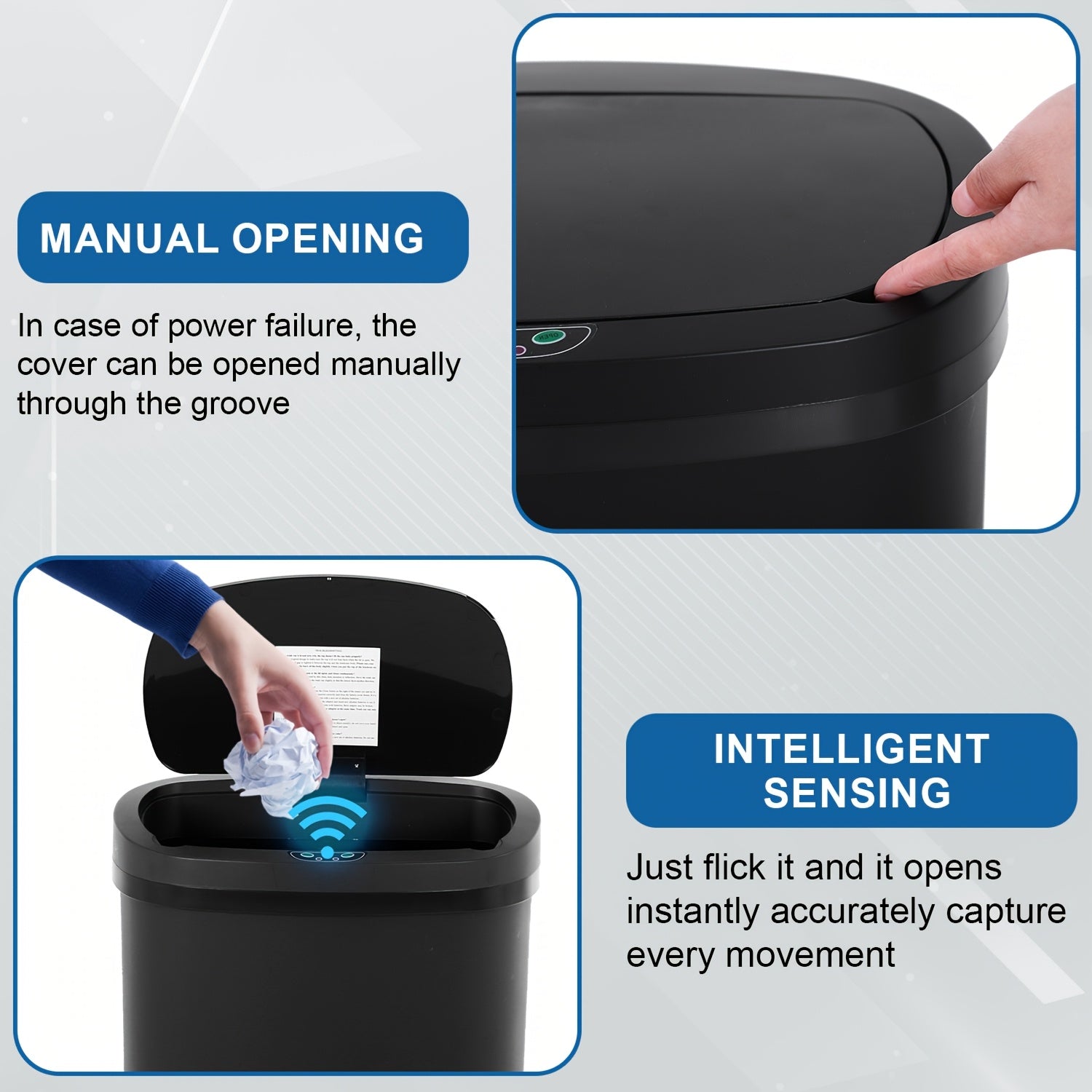 13 Gallon Touchless Trash Can & Garbage Cabinet with Automatic Sensor - Kitchen, Bathroom, Living Room, Office Organizers with Lid, Home Storage Accessories, Plastic Waste Bin for Efficient Organization
