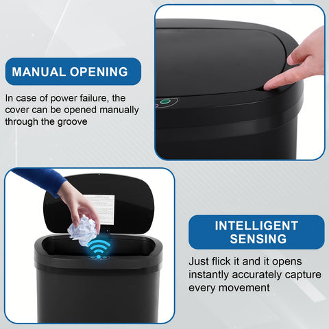 13 Gallon Touchless Trash Can & Garbage Cabinet with Automatic Sensor - Kitchen, Bathroom, Living Room, Office Organizers with Lid, Home Storage Accessories, Plastic Waste Bin for Efficient Organization