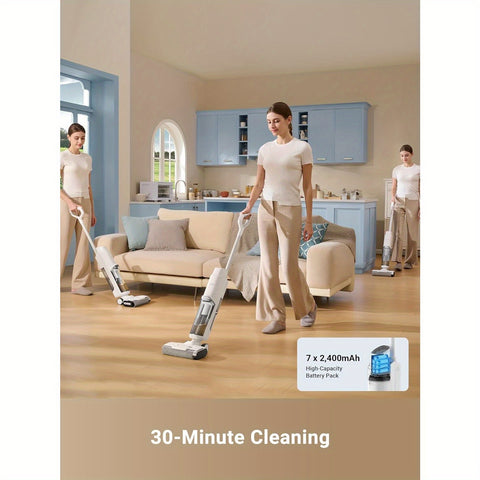 DREAME K10 Plus Cordless Wet\u002FDry Vacuum Cleaner and Mop - Lightweight (8.38lbs), Self-Washing System, 30min Runtime, Powerful Suction & Twin Scraper for Hardwood, Tile, Linoleum Floors - Ideal for Home, Office, Kitchen, Bathroom - Certified Refurbish