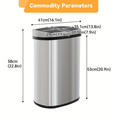 13 Gallon Trash Can Kitchen Waste Bin 50L, Automatic Garbage Can Touchless Motion Sensor, for Office Bedroom Living Room Trash Can, Bedroom Trash Can, Contemporary Design, Compact Bin, Highquality Plastic, Rustresistant Material, Large Capacity Bin, Motio