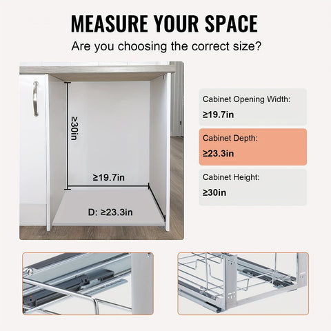 Happybuy Pull-Out Trash Can 29\u002F70L Single Bin, Under Mount for Kitchen Counter & Sink