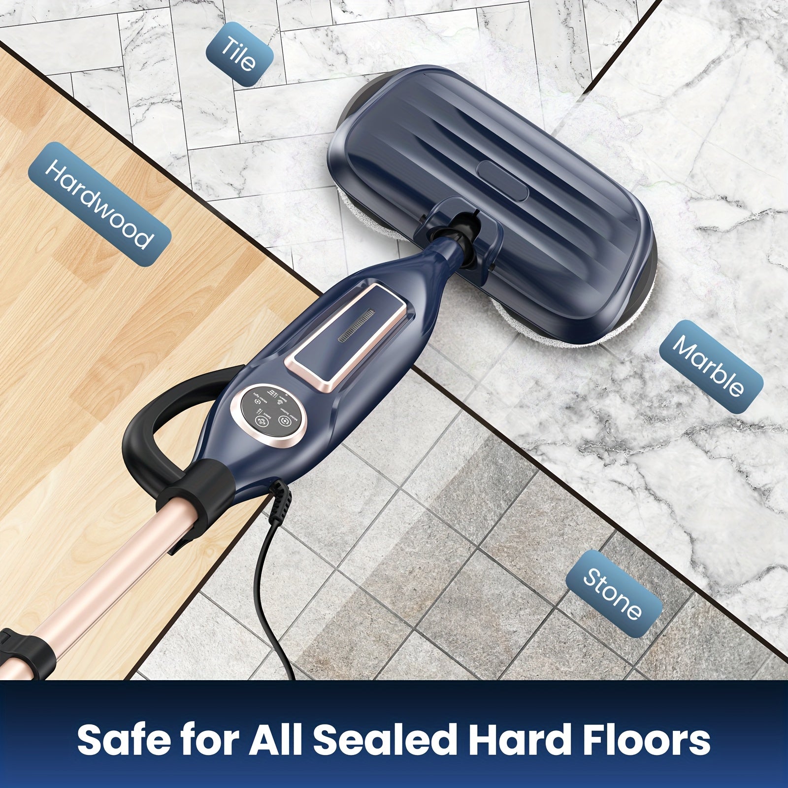 VM6 Steam Mop with Rotating Mop Pads, 10-in-1 Spin Steam Blaster Technology, 3 Steam Modes & LED Headlights for Laminate & Marble Floors, Steam Mops For Floor Cleaning, Floor Cleaning Mop, Swivel Mop, Floor Cleaning Mops, Flat Mops For Floor Cleaning, Spr
