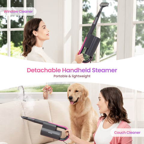 Schenley 19-in-1 Steam Mop Dual-Rod Design with Detachable Handheld Steamer for Walls, Grouts, Hard Floors, Tiles, includes Multi-purpose Accessories and Washable Microfiber Pads