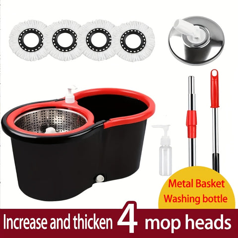 A Set Of Mops, Household Dual-drive Rotary Mops And Bucket Sets, No-wash Mops, Dry And Wet Two, Wash Two In One, 360 Degrees Option for All Kinds Of Floors