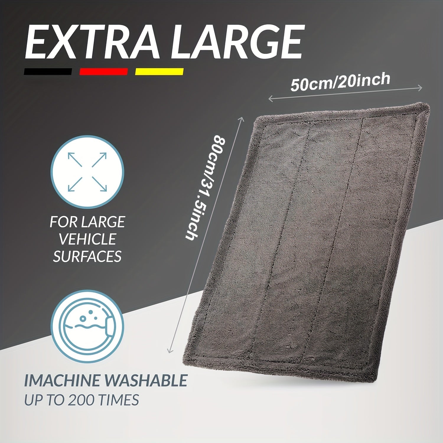 Large Microfiber Car Drying Towel - Ultra Absorbent, Scratch-Free, Fade-Resistant