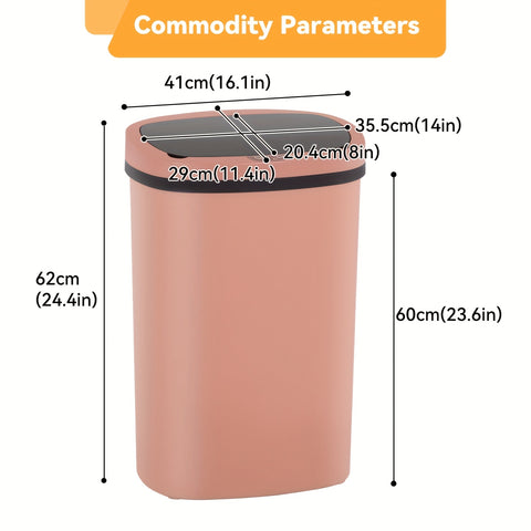 13 Gallon Trash Can Kitchen Waste Bin 50L, Automatic Garbage Can Touchless Motion Sensor, for Office Bedroom Living Room Trash Can, Bedroom Trash Can, Contemporary Design, Compact Bin, Highquality Plastic, Rustresistant Material, Large Capacity Bin, Motio