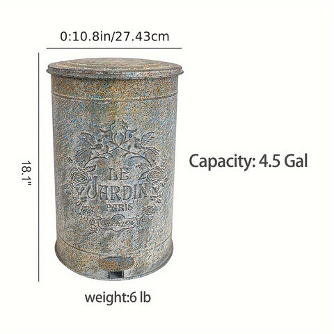 Metal Waste Basket Metal Waste Basket - Round Trash Can Suitable for Kitchen, Garden, Farmhouse, Outside