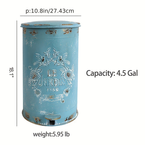 Metal Waste Basket Metal Waste Basket - Round Trash Can Suitable for Kitchen, Garden, Farmhouse, Outside
