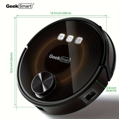 Smart Robot Vacuum Cleaner Geek Smart L8 Robot Vacuum Cleaner with Mop | MAX 2700PA Suction, LDS Navigation, Wi-Fi App Control - Perfect for Pet Hair and Large Home Cleaning, Black, Portable Vacuum Cleaner