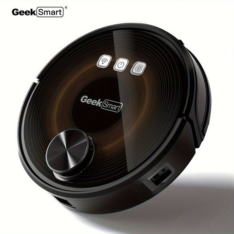 Smart Robot Vacuum Cleaner Geek Smart L8 Robot Vacuum Cleaner with Mop | MAX 2700PA Suction, LDS Navigation, Wi-Fi App Control - Perfect for Pet Hair and Large Home Cleaning, Black, Portable Vacuum Cleaner