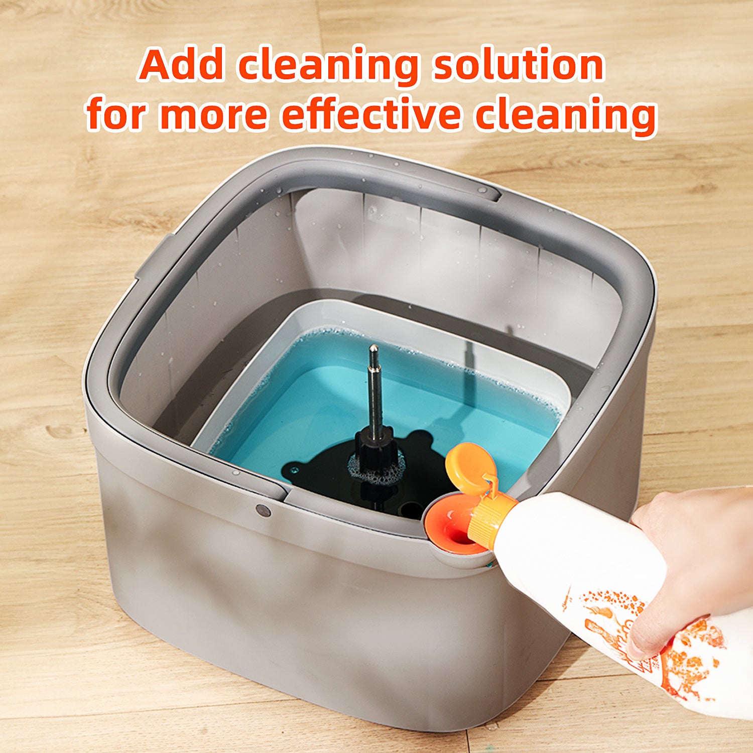 Spin Mop and Bucket System, Includes Square Spin Mop, Dual Compartment Mop Bucket and 2\u002F 6 Thick Machine Washable Mop Pads
