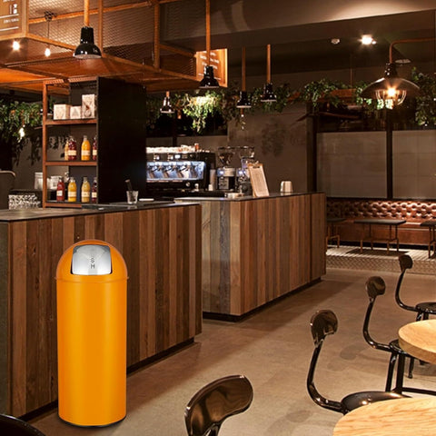Orange Streamlined Push Cover 17 Gallons\u002F 65 Liters Heavy Stainless Steel Trash Can, Suitable for Homes, Offices And Restaurants, with Large Capacity, Easy Cleaning And No Damage to The Floor.
