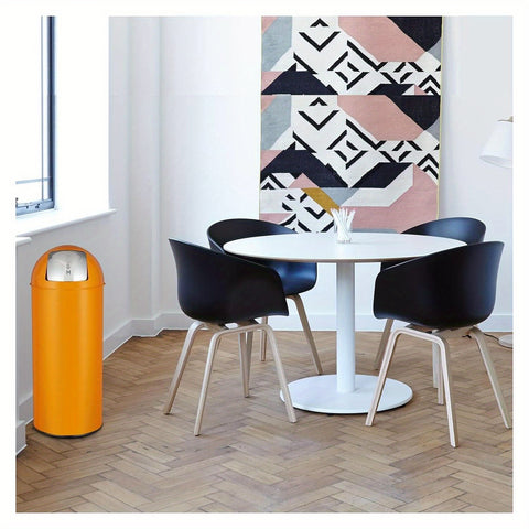 Orange Streamlined Push Cover 17 Gallons\u002F 65 Liters Heavy Stainless Steel Trash Can, Suitable for Homes, Offices And Restaurants, with Large Capacity, Easy Cleaning And No Damage to The Floor.