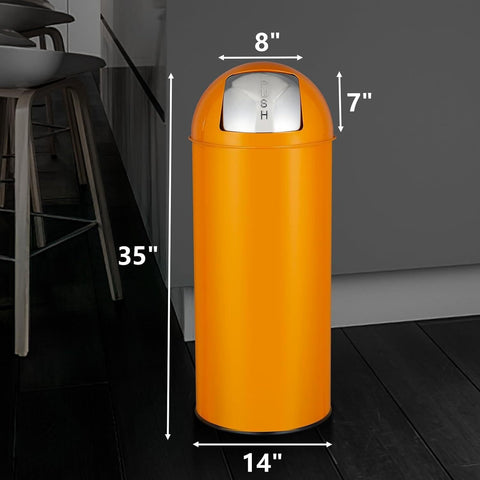 Orange Streamlined Push Cover 17 Gallons\u002F 65 Liters Heavy Stainless Steel Trash Can, Suitable for Homes, Offices And Restaurants, with Large Capacity, Easy Cleaning And No Damage to The Floor.