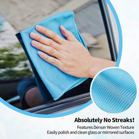 Microfiber Cleaning Cloths 6-Pack Microfiber Glass Cleaning Cloths - Streak-Free, Lint-Free