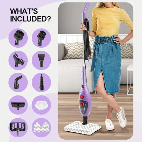 Moolan 12-in-1 Steam Mop Design With Detachable Handheld Steam Mops For Cleaning Floors, Tiles, Hardwood, Windows Sofa Wall Grout Cleaning Multi-Surface Steam Cleaner Includes &11 Multipurpose Tools, Contain Washable Steam Mop Pads