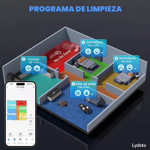 Lydsto R1D EDGE Smart Robot Vacuum Cleaner And Mop Combination, Automatic Mop Extension And Lifting, 5000Pa Suction Power, 60 Days Of Emptying, Obstacle Avoidance, WiFi, APP Remote Control, Laser Radar Lying Flat Cleaning Stain Killer Black.