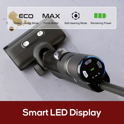 Cordless Vacuum Cleaner, Smart Mop & Broom Wet Dry Combo with LED Display Detachable Space Saving Design Vacuum Mop with Self-Cleaning System, Great for Hard Floors, Sticky Messes And Pet Hair