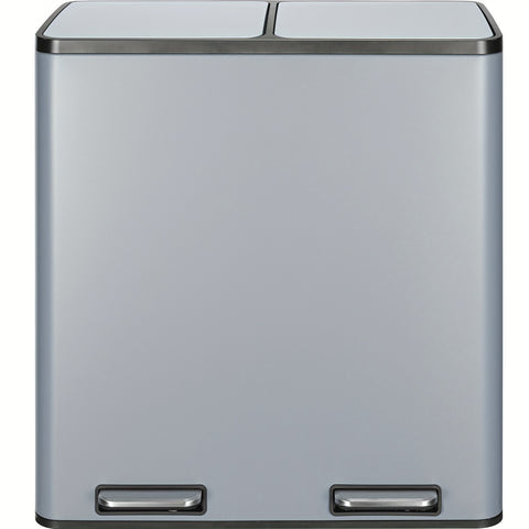 16 GallonStainless Steel Trash Can, 15.85gal Dual Compartment, Metal Kitchen Step Recycle Bin, Metal Double Dustbin, Bathroom Trash Can, Bedroom Trash Can With Lid, Stainless Steel Trash Can, Bathroom Trash Can, Silent Trash Can