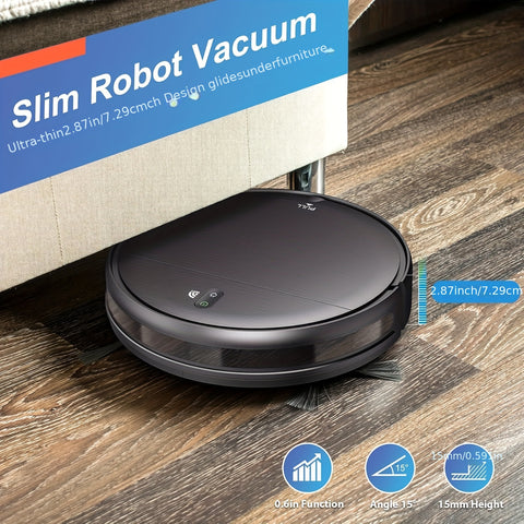 2-in-1 Robot Vacuum and Mop Combo with Automatic Recharge, Scheduled Cleaning, Powerful Suction, Super Thin Design, Low-Carpet Cleaning, 3D Obstacle Avoidance, 60dB Quiet Operation, 200-500ml Tank, 1000 Sq.m Coverage, USB Charging, Battery, Smart App Cont
