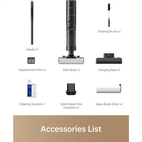 Refurbished DREAME H13 Pro Wet Dry Vacuum Cleaner, Smart Floor Cleaner Vacuum Mop For Hard Floors, 140°F Brush Wash, Hot Air & Dual Rotation Self-Cleaning, GlideWheel Power System, Great For Sticky Messes