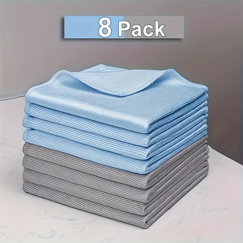 8pcs Microfiber Glass Cleaning Cloths - Lint-Free, Traceless, Shiny Surface Towels for Windows