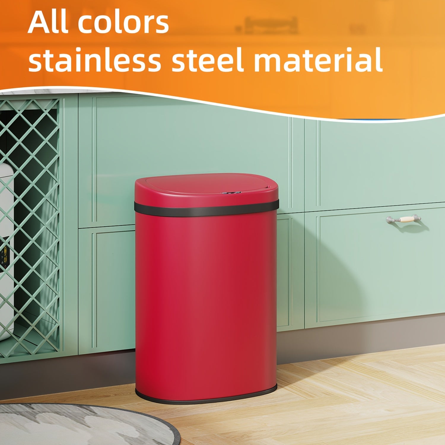 13 Gallon Trash Can Kitchen Waste Bin 50L, Automatic Garbage Can Touchless Motion Sensor, for Office Bedroom Living Room Trash Can, Bedroom Trash Can, Contemporary Design, Compact Bin, Highquality Plastic, Rustresistant Material, Large Capacity Bin, Motio