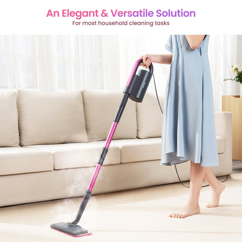 Schenley 19-in-1 Steam Mop Dual-Rod Design with Detachable Handheld Steamer for Walls, Grouts, Hard Floors, Tiles, includes Multi-purpose Accessories and Washable Microfiber Pads