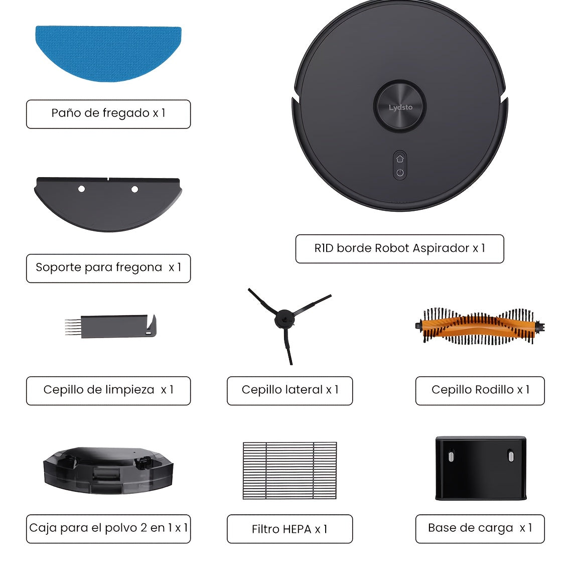Lydsto R1D EDGE Smart Robot Vacuum Cleaner And Mop Combination, Automatic Mop Extension And Lifting, 5000Pa Suction Power, 60 Days Of Emptying, Obstacle Avoidance, WiFi, APP Remote Control, Laser Radar Lying Flat Cleaning Stain Killer Black.