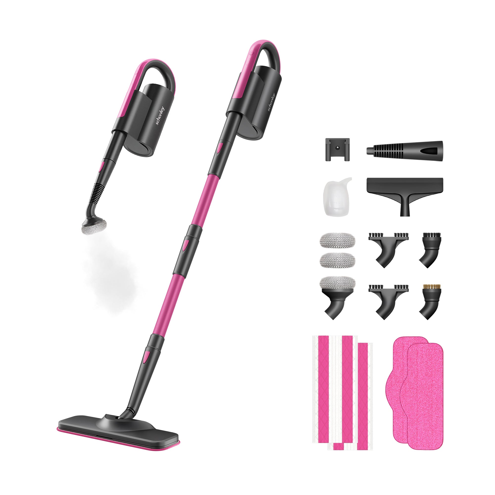 Schenley 19-in-1 Steam Mop Dual-Rod Design with Detachable Handheld Steamer for Walls, Grouts, Hard Floors, Tiles, includes Multi-purpose Accessories and Washable Microfiber Pads
