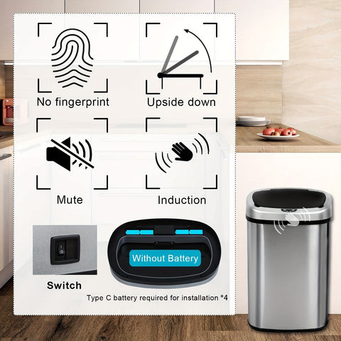 13 Gallon Trash Can Kitchen Waste Bin 50L, Automatic Garbage Can Touchless Motion Sensor, for Office Bedroom Living Room Trash Can, Bedroom Trash Can, Contemporary Design, Compact Bin, Highquality Plastic, Rustresistant Material, Large Capacity Bin, Motio