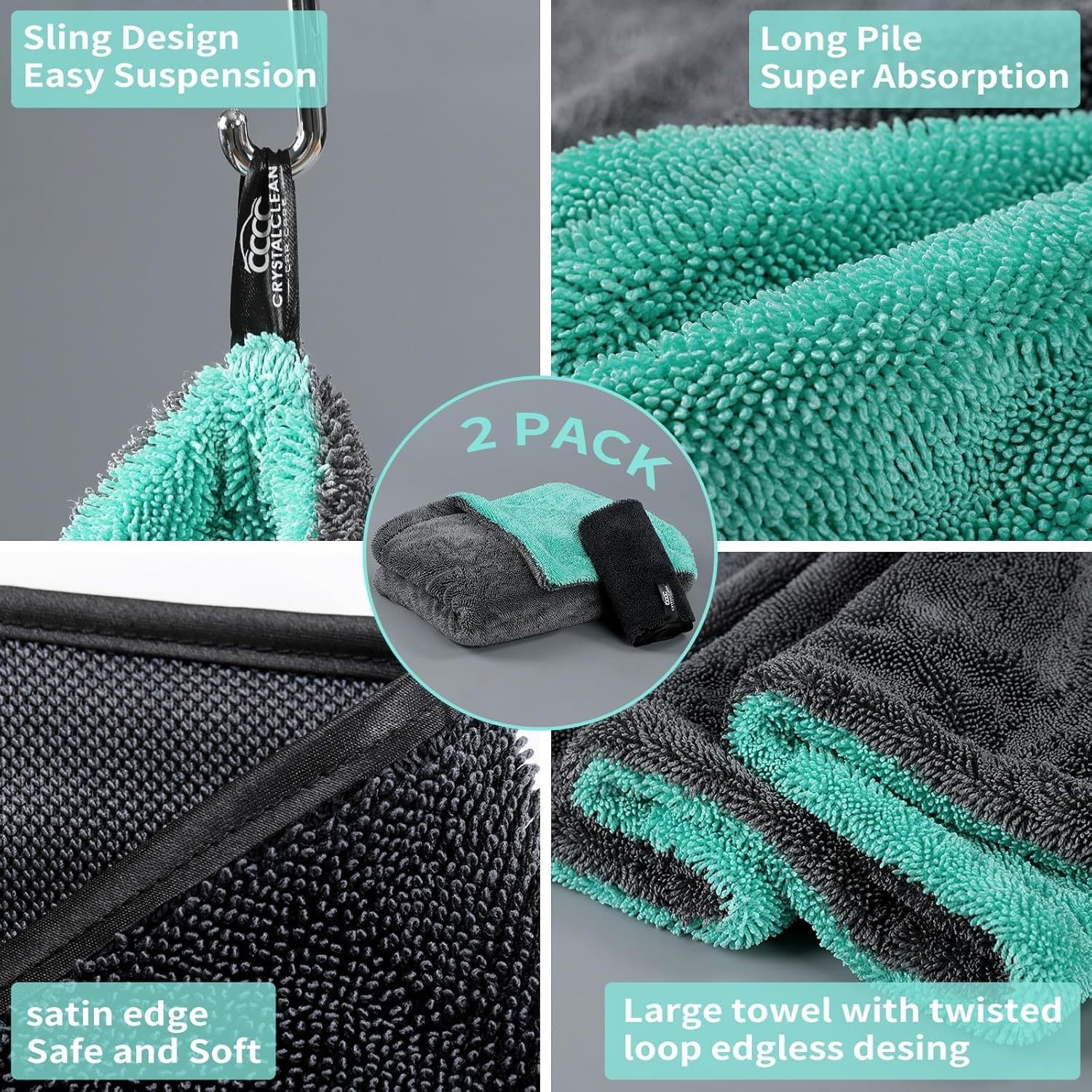Extra Large Pack of 2 Double Twisted Loop Quick-Drying Towel
