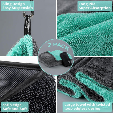 Extra Large Pack of 2 Double Twisted Loop Quick-Drying Towel