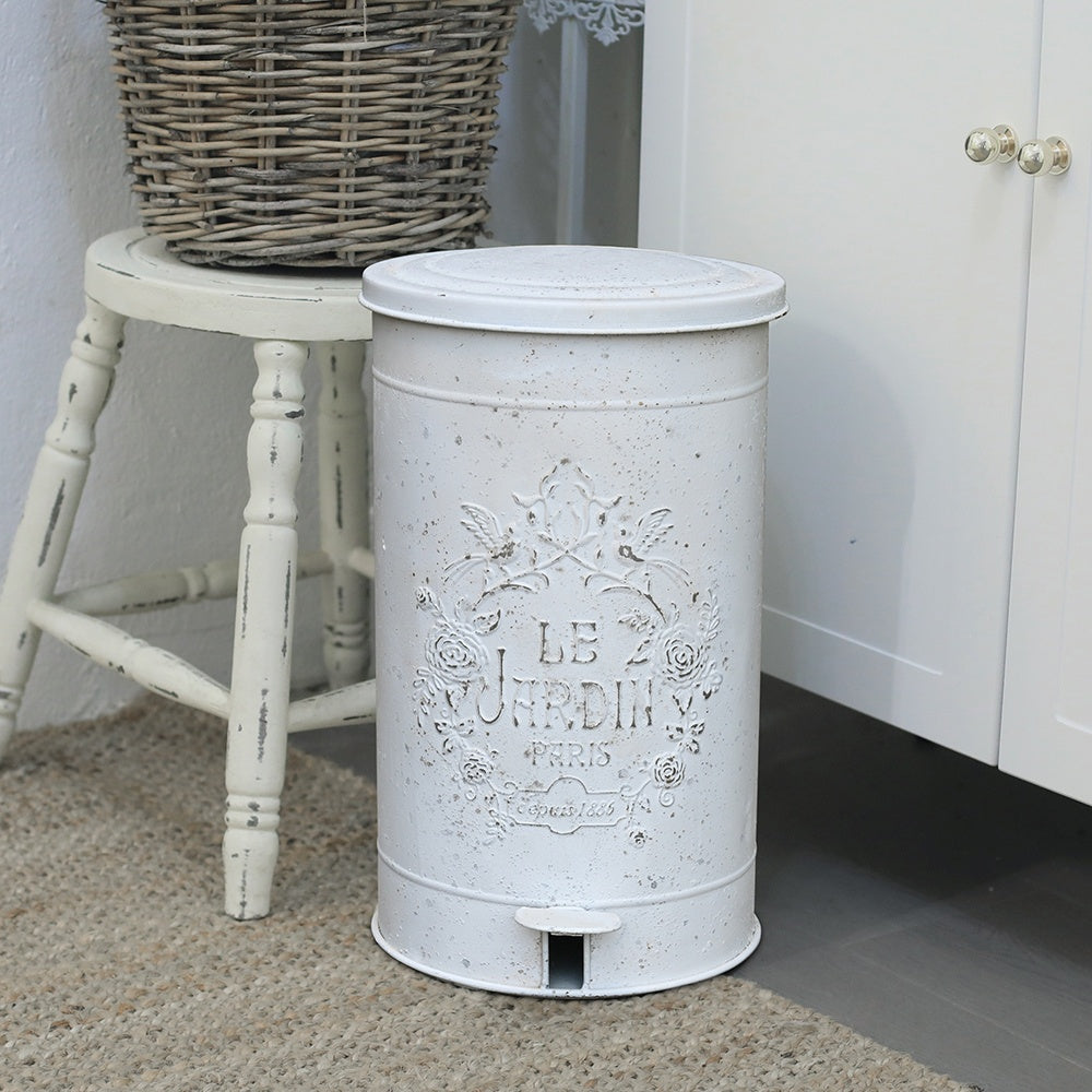 Metal Round Trash Can Suitable For Kitchen Rural Waste Basket Farmhouse Storage Barrel, Under-Bed Storage