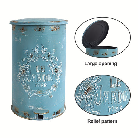 Metal Waste Basket Metal Waste Basket - Round Trash Can Suitable for Kitchen, Garden, Farmhouse, Outside