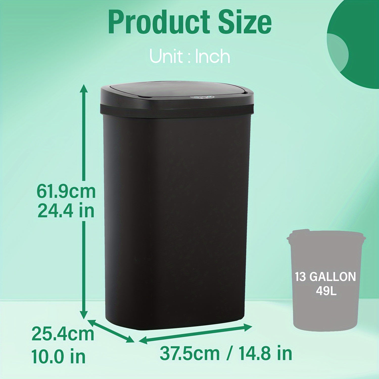 13 Gallon\u002F50L Automatic Trash Can, Touchless Motion Sensor Garbage Can, Lid Anti-Fingerprint Mute Designed, Trash Can For Kitchen Living Room Office Bedroom
