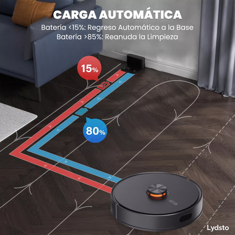 Lydsto R1D EDGE Smart Robot Vacuum Cleaner And Mop Combination, Automatic Mop Extension And Lifting, 5000Pa Suction Power, 60 Days Of Emptying, Obstacle Avoidance, WiFi, APP Remote Control, Laser Radar Lying Flat Cleaning Stain Killer Black.