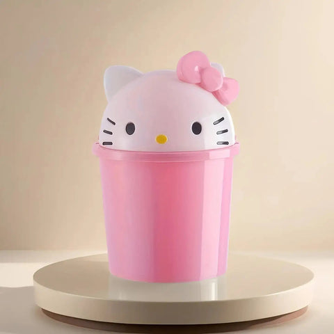Sanrio for hello kitty Mini Trash Can with Lid - Cute Desk Waste Bin, Compact Decoration with Open-Top Lid, Perfect for Girls' Rooms, Birthday & Holiday Gifts, Office, School, Kitchen - Sanrio Collectible, School Supplies, Playful Aesthetic, Detachable De