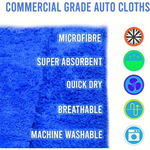Pack of 6 Thick Edgeless Microfiber Towel – Ultra-Soft & High Absorbency – Ideal for Car Detailing